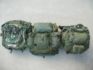 medium size ALICE field packs in various camouflages