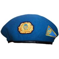 Blue Beret Airborne Troops with cloth badge of the Armed Forces of Ukraine