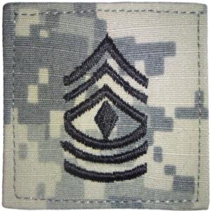 ACU Army First Sergeant Rank Insignia with Velcro. Hook fastener