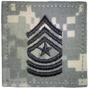 ACU Army Sergeant Major Rank Insignia with Velcro. Hook fastener