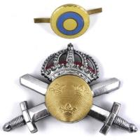 Sweden Army Officers White Metal Cap Badge