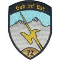 72 Mountain Infantry Battalion Patch of the Land Forces of Switzerland